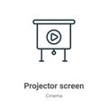 Projector screen outline vector icon. Thin line black projector screen icon, flat vector simple element illustration from editable Royalty Free Stock Photo