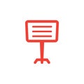 Projector Screen Red Icon On White Background. Red Flat Style Vector Illustration Royalty Free Stock Photo