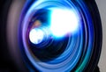 Projector shiny colorful glass lens closeup view Royalty Free Stock Photo