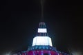 Projectors and lasers show of the tower in Plovdiv, Bulgaria