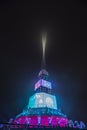 Projectors and lasers show of the tower in Plovdiv, Bulgaria