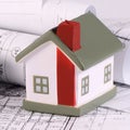 Projects of houses with model of a house Royalty Free Stock Photo