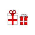 Set of white and red gift box web icons. Elegant vector rgb pack.