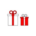 Set of white and red gift box web icons. Elegant vector rgb pack.