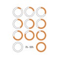 Orange part infographic pie chart circle in thin line flat style. Vector illustration pack of web icons. Royalty Free Stock Photo