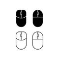 Flat outline and filled vector computer mouse web icons.