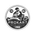 Prokart Karting Club Black And White Logo Design Template With Rider In Kart Silhouette