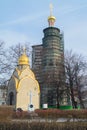 Prokhorov Chapel And The Octagonal Bell-tower Under Renovation In The Novodevichy Convent, Moscow.