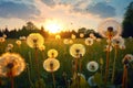 Prolific Meadow dandelions. Generate Ai Royalty Free Stock Photo