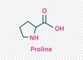 Proline chemical formula. Proline structural chemical formula isolated on transparent background. Royalty Free Stock Photo