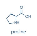 Proline l-proline, Pro amino acid molecule. Skeletal formula. Royalty Free Stock Photo