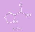 Proline l-proline, Pro amino acid molecule. Skeletal formula.