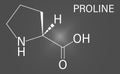 Proline or l-proline, Pro, amino acid molecule. Skeletal formula.