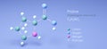 proline, molecular structures, proteinogenic amino acid, 3d model, Structural Chemical Formula and Atoms with Color Coding Royalty Free Stock Photo