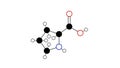 proline molecule, structural chemical formula, ball-and-stick model, isolated image proteinogenic amino acid