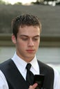 Prom Boy Looking At Cell Phone Royalty Free Stock Photo