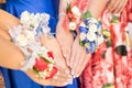 Prom bouquet hands in