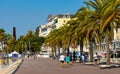 Prom des Anglais boulevard along Nice beach and Mediterranean Sea shore on French Riviera Azure Coast in France Royalty Free Stock Photo