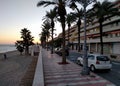 Promenade of Aguadulce at sunset. Spain