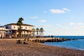 Promenade along the beach in Portixol. Palma, Majorca Royalty Free Stock Photo