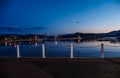 Promenade along the Okanagan Lake waterfront in Kelowna, BC Royalty Free Stock Photo