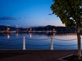 Promenade along the Okanagan Lake waterfront in Kelowna, BC Royalty Free Stock Photo