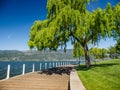 Promenade along the Okanagan Lake waterfront in Kelowna, BC