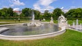 Promenade around Roman style fountain at Belvedere Palace