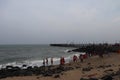 Evening view of the Promenade beach in Puducherry, India