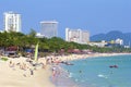 Promenade and beach in Dadonghai bay in Sanya, Hainan Royalty Free Stock Photo