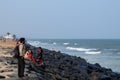 Promenade beach road in Pondicherry, India Royalty Free Stock Photo