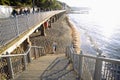 Promenade and Beach at Sunset in Svetlogorsk, Kaliningrad Oblast, Russia Royalty Free Stock Photo