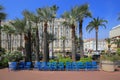 Promenade with blue chairs in the La Croisette in Cannes