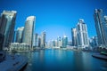 Promenade and canal in Dubai Marina with luxury skyscrapers,Dubai