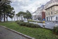 Promenade close to lake Como in Lecco, Italy.