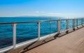 Promenade deck railing of cruise ship. Royalty Free Stock Photo