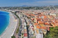 Promenade des Anglais, The Marche aux Fleurs and the city of Nice from the Parc de Colline du Chateau, France. Royalty Free Stock Photo