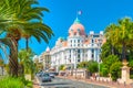 Promenade des Anglais in Nice, France. Nice is a popular Mediterranean tourist destination, attracting 4 million visitors each Royalty Free Stock Photo