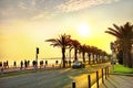 Promenade des Anglais in Nice at sunset. Cote d`Azur, French riviera, France Royalty Free Stock Photo