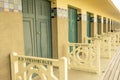 Promenade des Planches, where beach closet are dedicated to famous actors and movie. Deauville, France