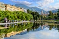 Promenade du Paillon with a fountain near Place Massena in Nice