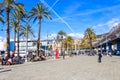 Promenade at the Genoa port with tourists in Liguria, Italy Royalty Free Stock Photo