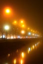 Promenade lights in the fog