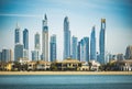 Promenade in luxury Dubai Marina with modern skyscrapers in Dubai,United Arab Emirates. City scape of Jumeirah Royalty Free Stock Photo