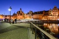 Promenade at Motlawa River with famous historic architecture of Gdansk at night. Poland, Europe Royalty Free Stock Photo
