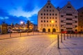 Promenade at Motlawa river in Gdansk at night Royalty Free Stock Photo