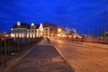 Promenade at Motlawa river in Gdansk at night Royalty Free Stock Photo