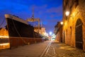 Promenade at Motlawa river in Gdansk at night