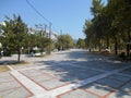 Promenade in Nea Vrasna, Greece, hot summer day