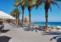 Promenade near the Playa del Cura in Torrevieja city at summertime. Spain Royalty Free Stock Photo